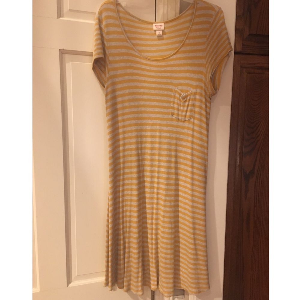 Gray and Yellow Striped Shift Dress